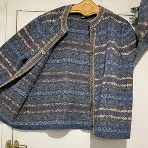 VINTAGE CARROLL REED WOOL PATTERN SWEATER JACKETS SIZE L
